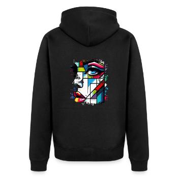 Frauen Girl Power Design Kunst Weiblicher Feminismus Symbol - Unisex Premium Bio Zip Hoodie - Schwarz - Hinten - Nico (187cm)