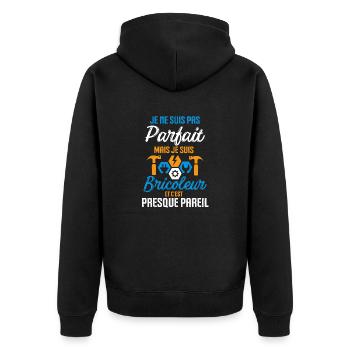 Pas parfait mais je suis bricoleur - Veste à capuche bio Premium Unisexe - noir - Dos - Nico (187cm)