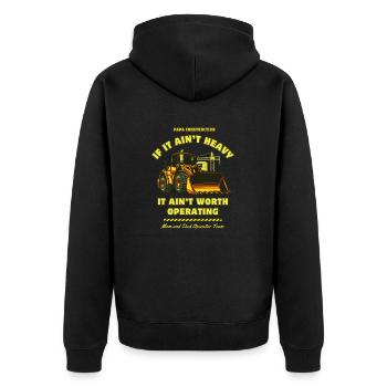 Power Work "Wheel Loader" - Unisex Premium Organic Zip Hoodie - black - Back - Nico (187cm)