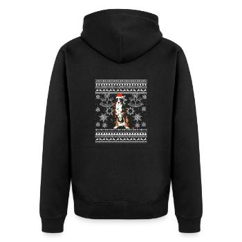 Chien bouvier bernois mode Noël en famille - Veste à capuche bio Premium Unisexe - noir - Dos - Nico (187cm)