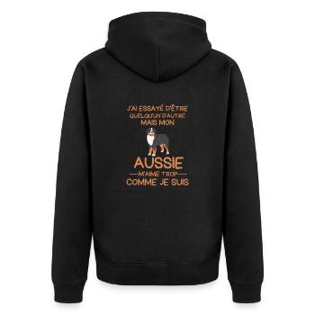 Berger australien aussie m aime trop - Veste à capuche bio Premium Unisexe - noir - Dos - Nico (187cm)