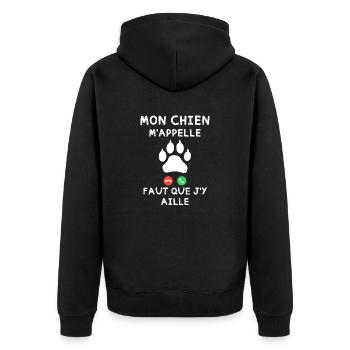 Mon Chien m appelle faut que j y aille - Veste à capuche bio Premium Unisexe - noir - Dos - Nico (187cm)