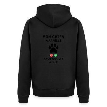 Mon Chien m appelle faut que j y aille - Veste à capuche bio Premium Unisexe - noir - Dos - Nico (187cm)