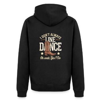 Rhythmus und Humor vereint - Unisex Premium Bio Zip Hoodie - Schwarz - Hinten - Nico (187cm)