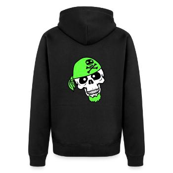 Pirat Hut Schädel Skelett Totenkopf Halloween Kopf - Unisex Premium Bio Zip Hoodie - Schwarz - Hinten - Nico (187cm)