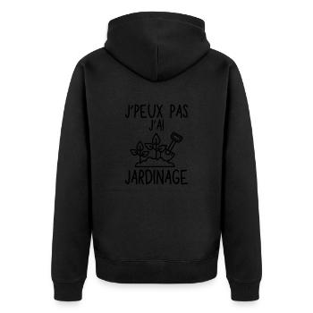 Je peux pas j ai jardinage jardinière jardinier 1 - Veste à capuche bio Premium Unisexe - noir - Dos - Nico (187cm)