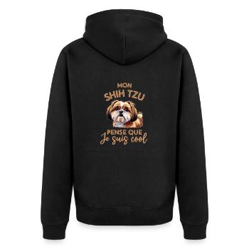 Chien mignon shih tzu - Veste à capuche bio Premium Unisexe - noir - Dos - Nico (187cm)