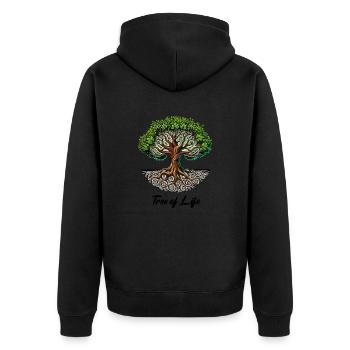 baum des lebens - Unisex Premium Bio Zip Hoodie - Schwarz - Hinten - Nico (187cm)