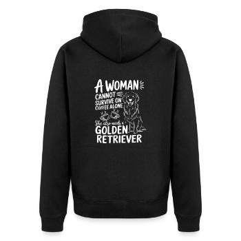 A Woman Cannot Survive On Coffee Alone - Veste à capuche bio Premium Unisexe - noir - Dos - Nico (187cm)