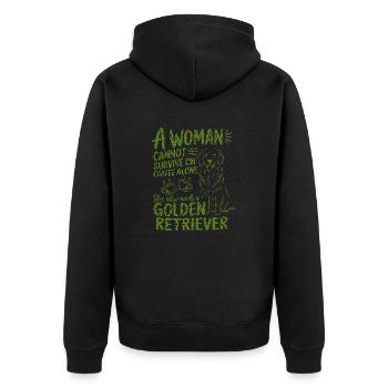 Eine Frau kann mit Kaffee nicht überleben, sie braucht einen Hund - Unisex Premium Bio Zip Hoodie - Schwarz - Hinten - Nico (187cm)