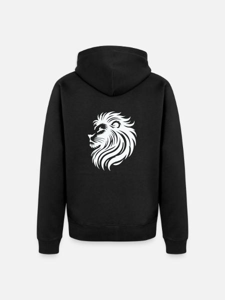 Lion Drawing Animal - Unisex Premium Organic Zip Hoodie - black