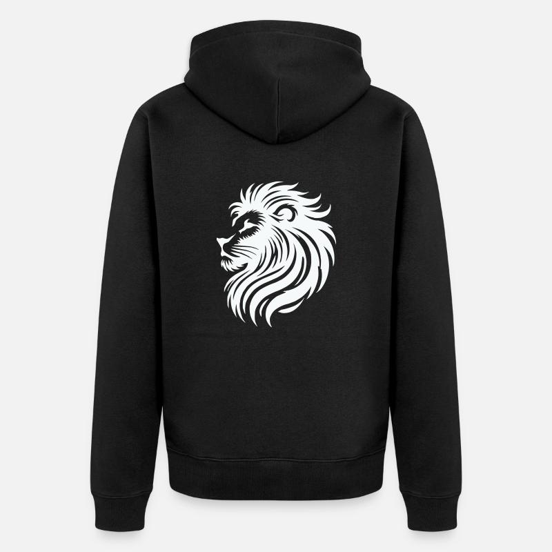 Löwe Zeichnung Tier - Unisex Premium Bio Zip Hoodie - Schwarz