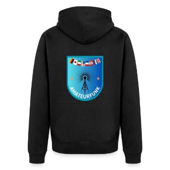 AMATEURFUNK - Unisex Premium Bio Zip Hoodie - Schwarz - Hinten - Nico (187cm)