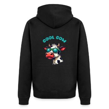 cow sunglasses cow - Unisex Premium Organic Zip Hoodie - black - Back - Nico (187cm)