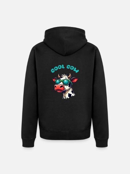 cow sunglasses cow - Unisex Premium Organic Zip Hoodie - black