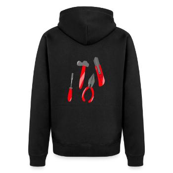 Handwerker sucht Werkzeug Design - Unisex Premium Bio Zip Hoodie - Schwarz - Hinten - Nico (187cm)