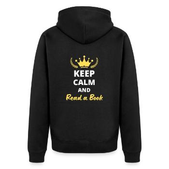 Keep Calm and Read a Book - Book Lover Design - Veste à capuche bio Premium Unisexe - noir - Dos - Nico (187cm)