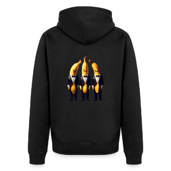 Bananen im Smoking - Unisex Premium Bio Zip Hoodie - Schwarz - Hinten - Nico (187cm)