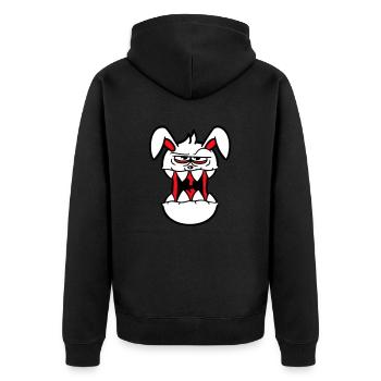 Hase Monster Böse Gefährlich Cool Halloween Horror - Unisex Premium Bio Zip Hoodie - Schwarz - Hinten - Nico (187cm)