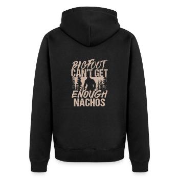 Bigfoot kann nicht genug von Nachos Wildnis bekommen - Unisex Premium Bio Zip Hoodie - Schwarz - Hinten - Nico (187cm)
