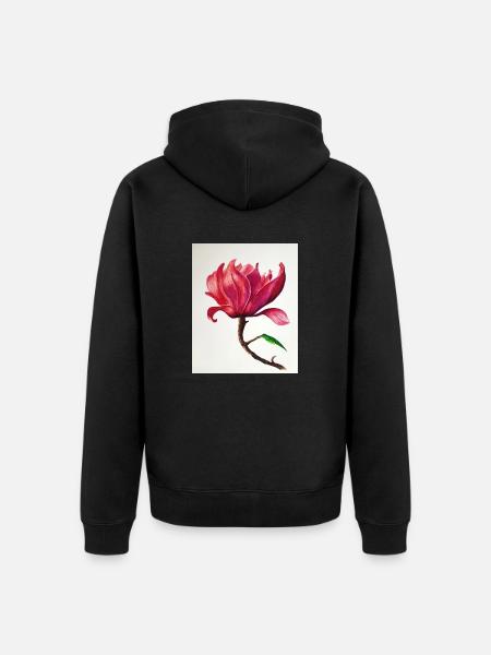 Magnolie - Unisex Premium Bio Zip Hoodie - Schwarz