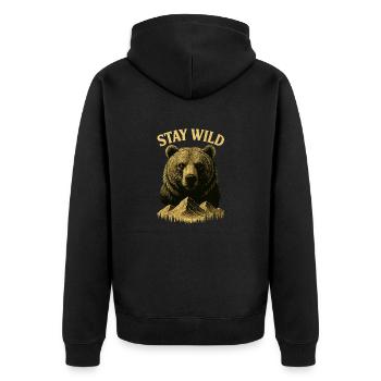 Stay Wild - Demeure sauvage - Ours - Unisex Premium Bio Zip Hoodie - Schwarz - Hinten - Nico (187cm)