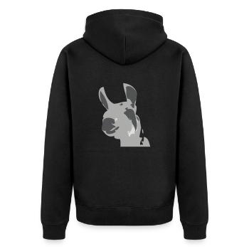lama - Unisex Premium Bio Zip Hoodie - Schwarz - Hinten - Nico (187cm)
