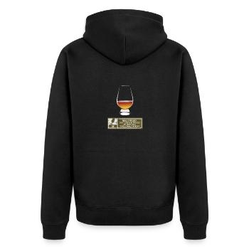 Malthead Warning lustiger Whisky Spruch - Unisex Premium Bio Zip Hoodie - Schwarz - Hinten - Nico (187cm)