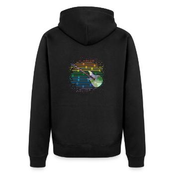 Gitarre - Unisex Premium Bio Zip Hoodie - Schwarz - Hinten - Nico (187cm)