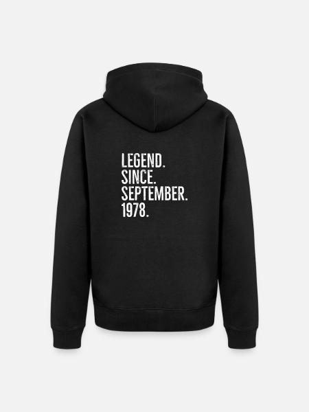 Legend Since September 1978 - Unisex Premium Organic Zip Hoodie - black