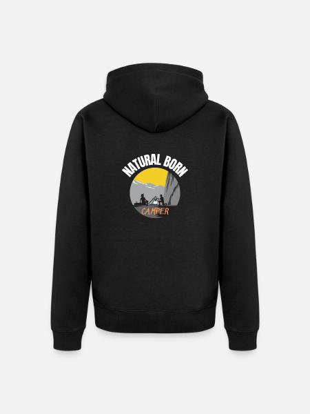 Natural born camper - Unisex Premium Organic Zip Hoodie - black