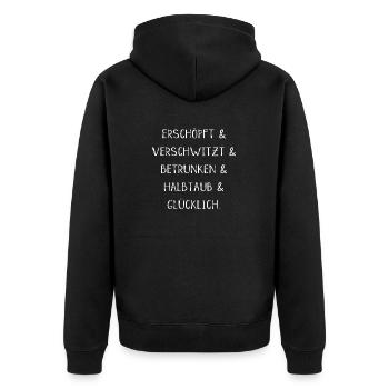 Festival Konzert betrunken Spaß Schrift - Unisex Premium Bio Zip Hoodie - Schwarz - Hinten - Nico (187cm)
