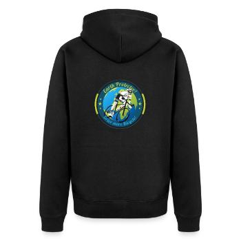 Earth Protector - Drive more Bicycle! - Unisex Premium Bio Zip Hoodie - Schwarz - Hinten - Nico (187cm)