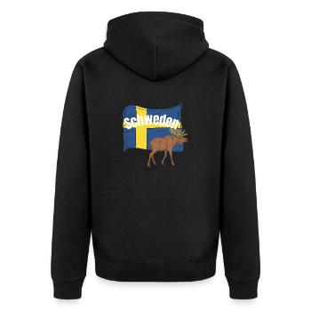 Schweden - Unisex Premium Bio Zip Hoodie - Schwarz - Hinten - Nico (187cm)