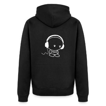 Musicman avec casque Stick figure design - Veste à capuche bio Premium Unisexe - noir - Dos - Nico (187cm)
