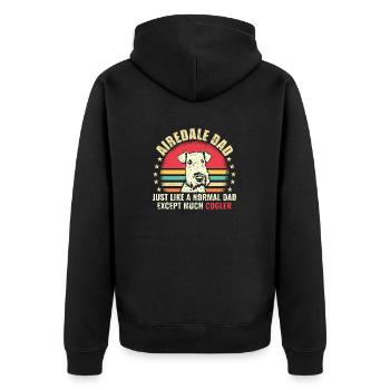 Airedale Terrier Hund - Unisex Premium Bio Zip Hoodie - Schwarz - Hinten - Nico (187cm)