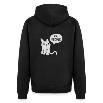 Comic cat ew people - Unisex Premium Organic Zip Hoodie - black - Back - Nico (187cm)