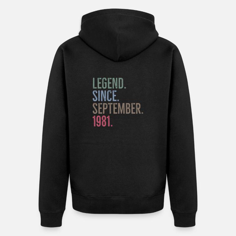 Légende depuis septembre 1981 - Veste à capuche bio Premium Unisexe - noir