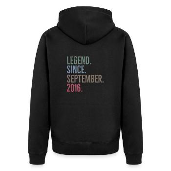 Légende depuis septembre 2016 - Veste à capuche bio Premium Unisexe - noir - Dos - Nico (187cm)