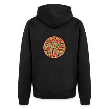 Pizza - Unisex Premium Bio Zip Hoodie - Schwarz - Hinten - Nico (187cm)