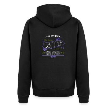 kaffeebecher arbeiten frühstück kaffeetrinker - Unisex Premium Bio Zip Hoodie - Schwarz - Hinten - Nico (187cm)