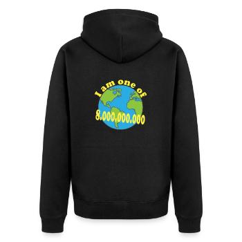 i am one of 8 000 000 000 - Unisex Premium Bio Zip Hoodie - Schwarz - Hinten - Nico (187cm)