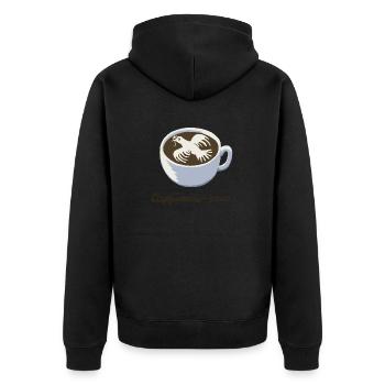 Cappuccino pace - Unisex Premium Bio Zip Hoodie - Schwarz - Hinten - Nico (187cm)
