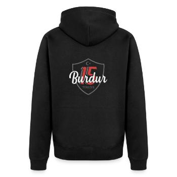 Burdur - Unisex Premium Bio Zip Hoodie - Schwarz - Hinten - Nico (187cm)