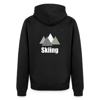 Logo de ski avec panorama de montagne; Montagne de ski - Veste à capuche bio Premium Unisexe - noir - Dos - Nico (187cm)