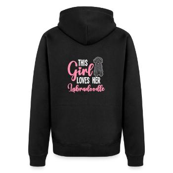 Labradoodle Dog - Unisex Premium Organic Zip Hoodie - black - Back - Nico (187cm)