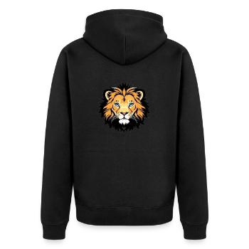 Königlich Cartoon Löwe Löwen Comic 18 - Unisex Premium Bio Zip Hoodie - Schwarz - Hinten - Nico (187cm)