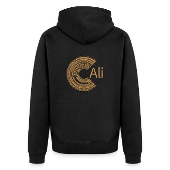 For Ali - Unisex Premium Organic Zip Hoodie - black - Back - Nico (187cm)