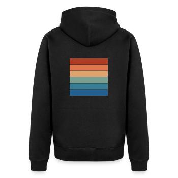 Retro Regenbogen Rechteck Hintergrund Motiv - Unisex Premium Bio Zip Hoodie - Schwarz - Hinten - Nico (187cm)