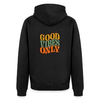 Good Vibes Only - Unisex Premium Organic Zip Hoodie - black - Back - Nico (187cm)
